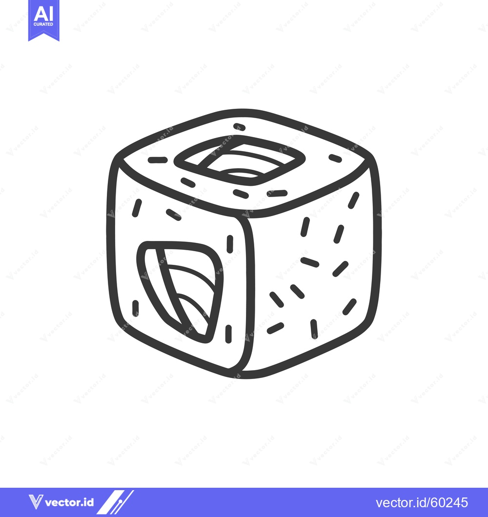 Premium Vector dari A Single Cubic Sushi Piece Illustration