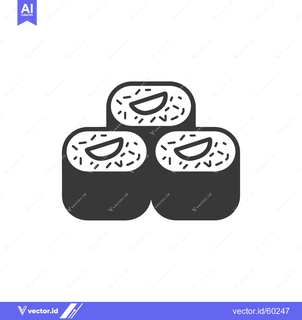 Premium Vector dari Three pieces of sushi are stacked neatly