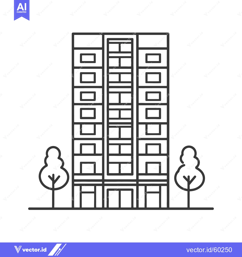 Premium Vector of Apartment Building Illustration With Trees
