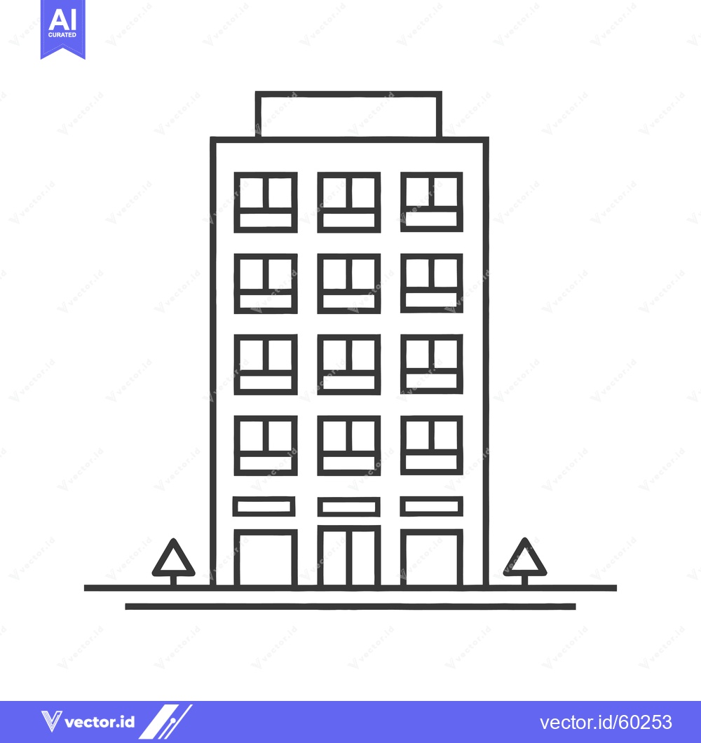 Premium Vector dari Simple Line Drawing Of A Multi Story Building