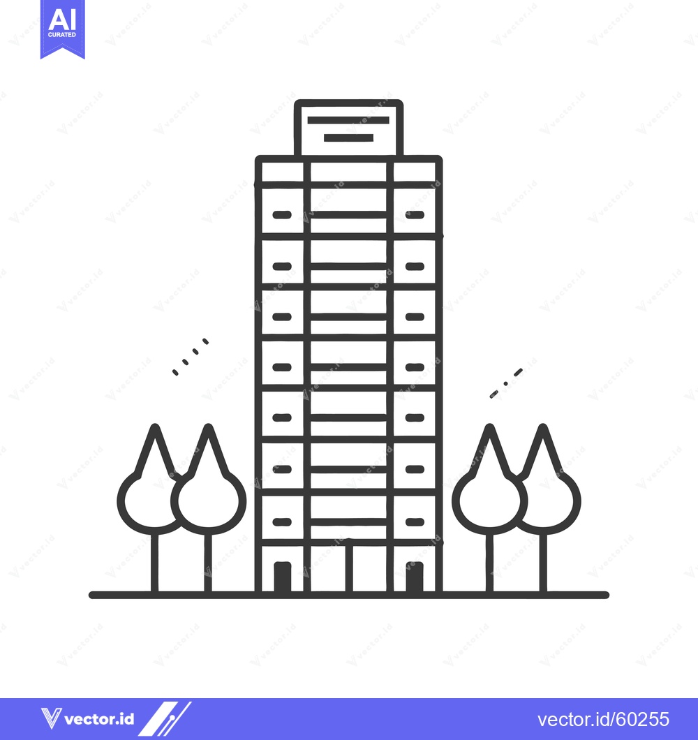 Premium Vector of Modern Office Building With Trees Landscape
