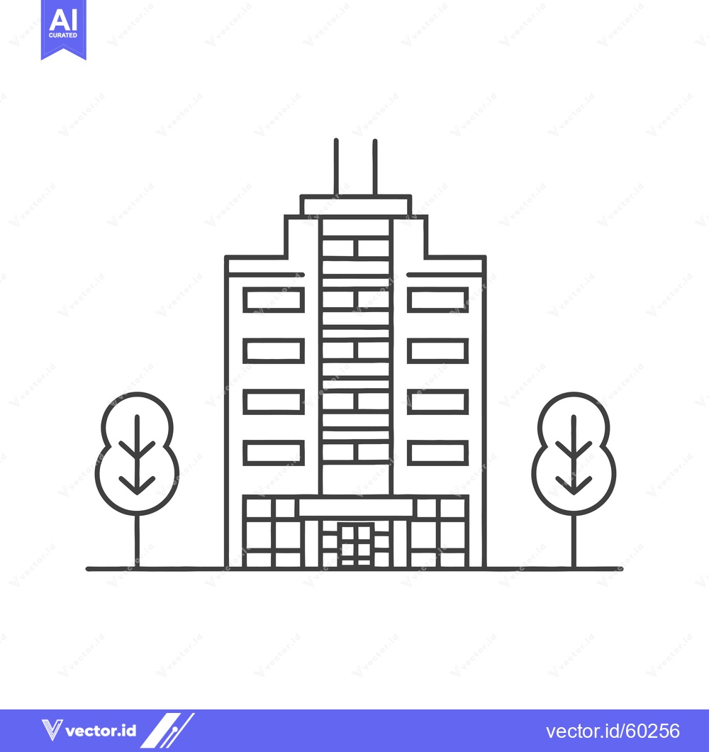 Premium Vector dari Modern City Building with Two Small Trees