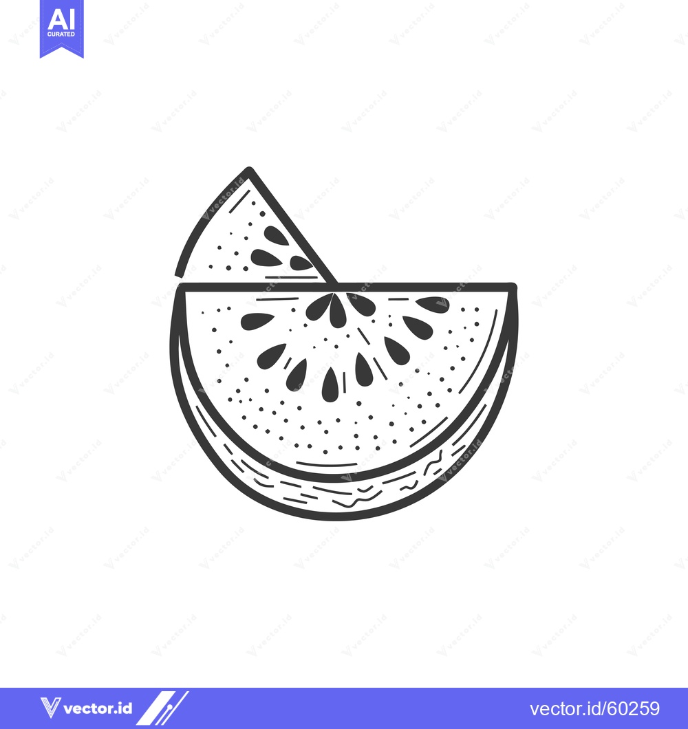 Premium Vector of Sliced Watermelon Illustration Showing Seeds and Rind
