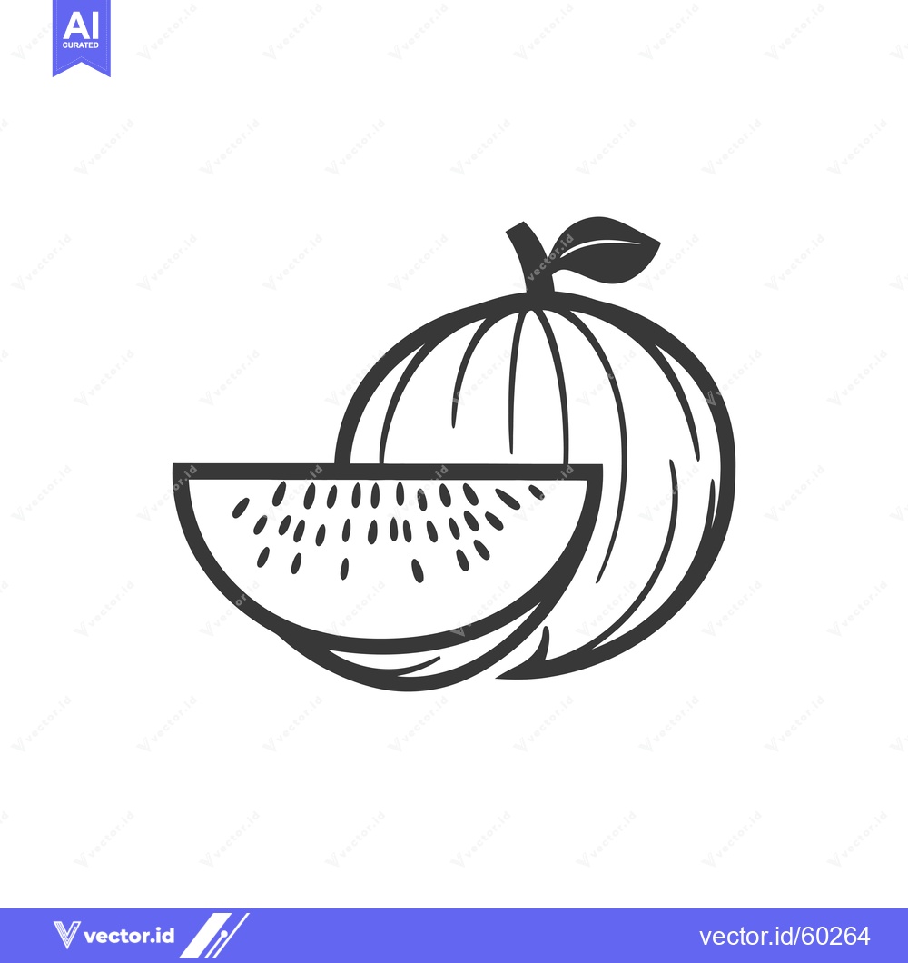 Premium Vector of Watermelon slice and whole melon illustration