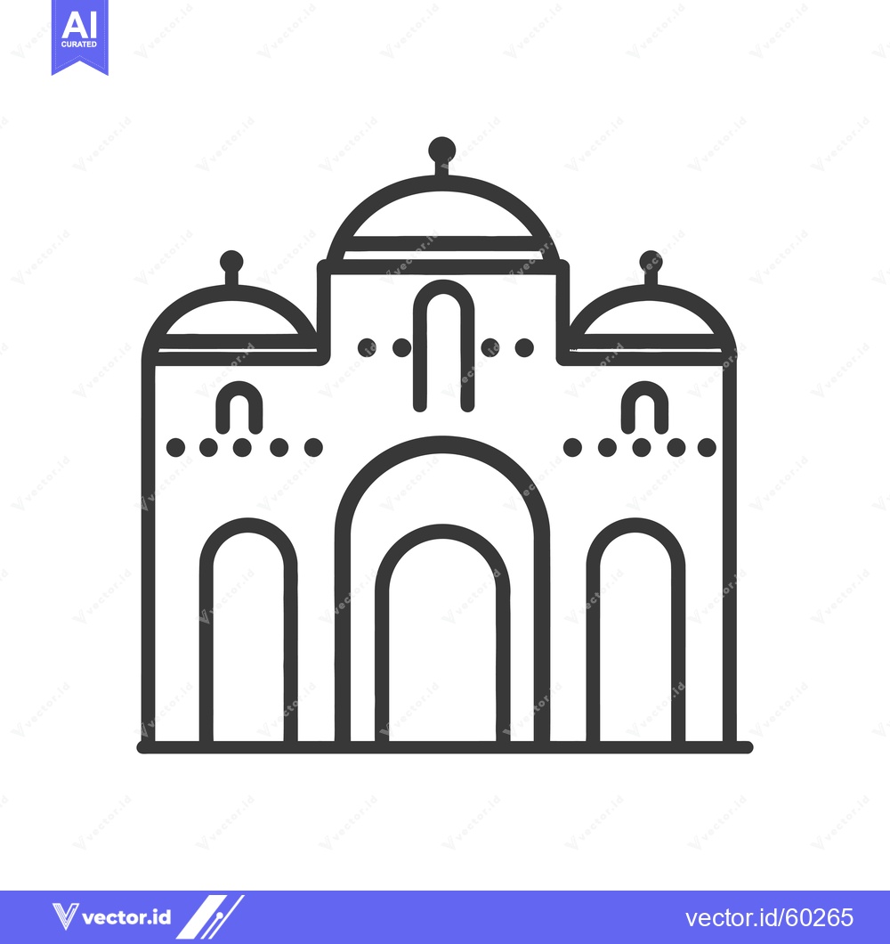 Premium Vector dari Line Drawing Of A Three Domed Building