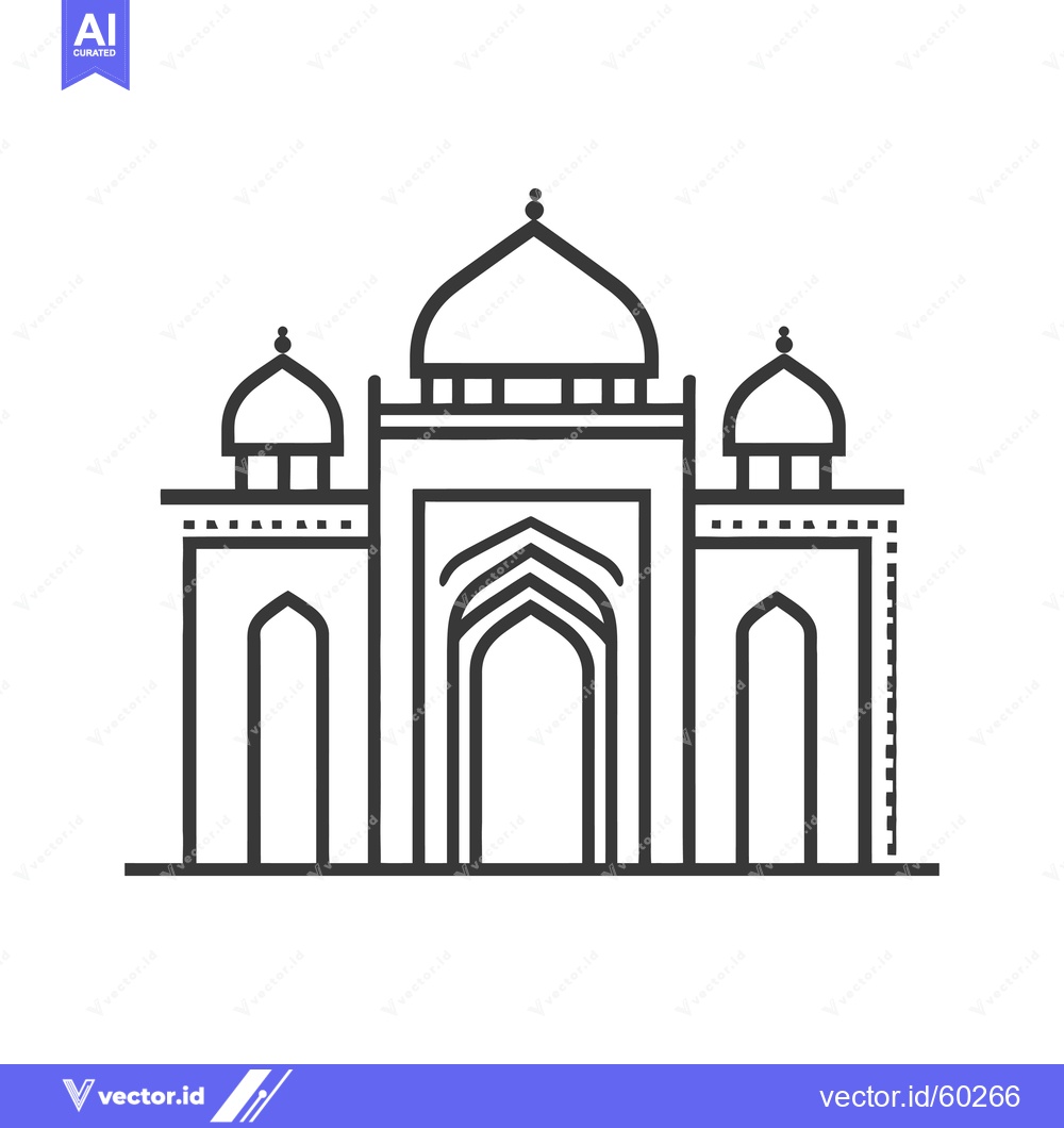 Premium Vector dari Line drawing of a grand mosque building