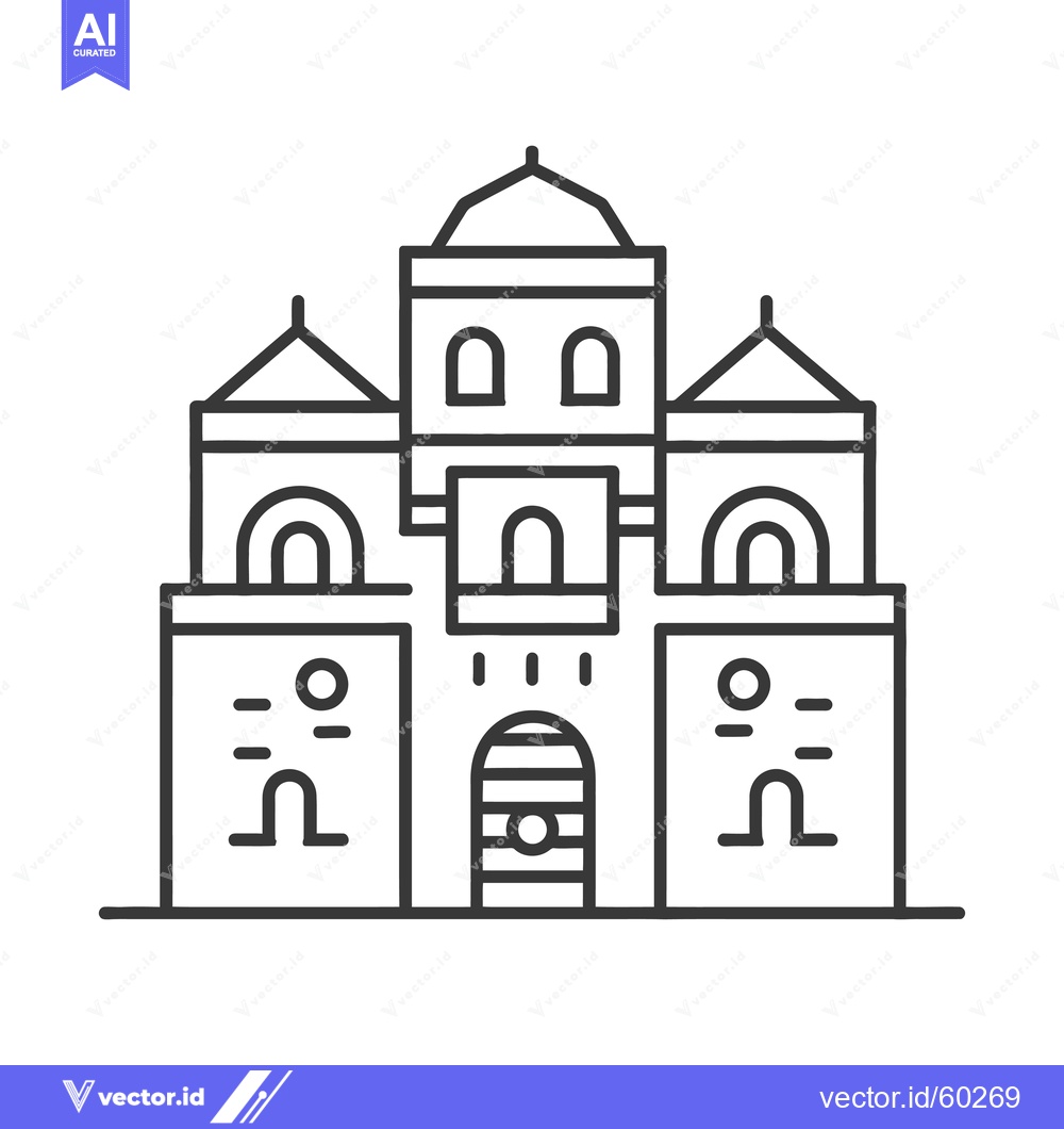 Premium Vector of A line drawing depicts a grand historical building