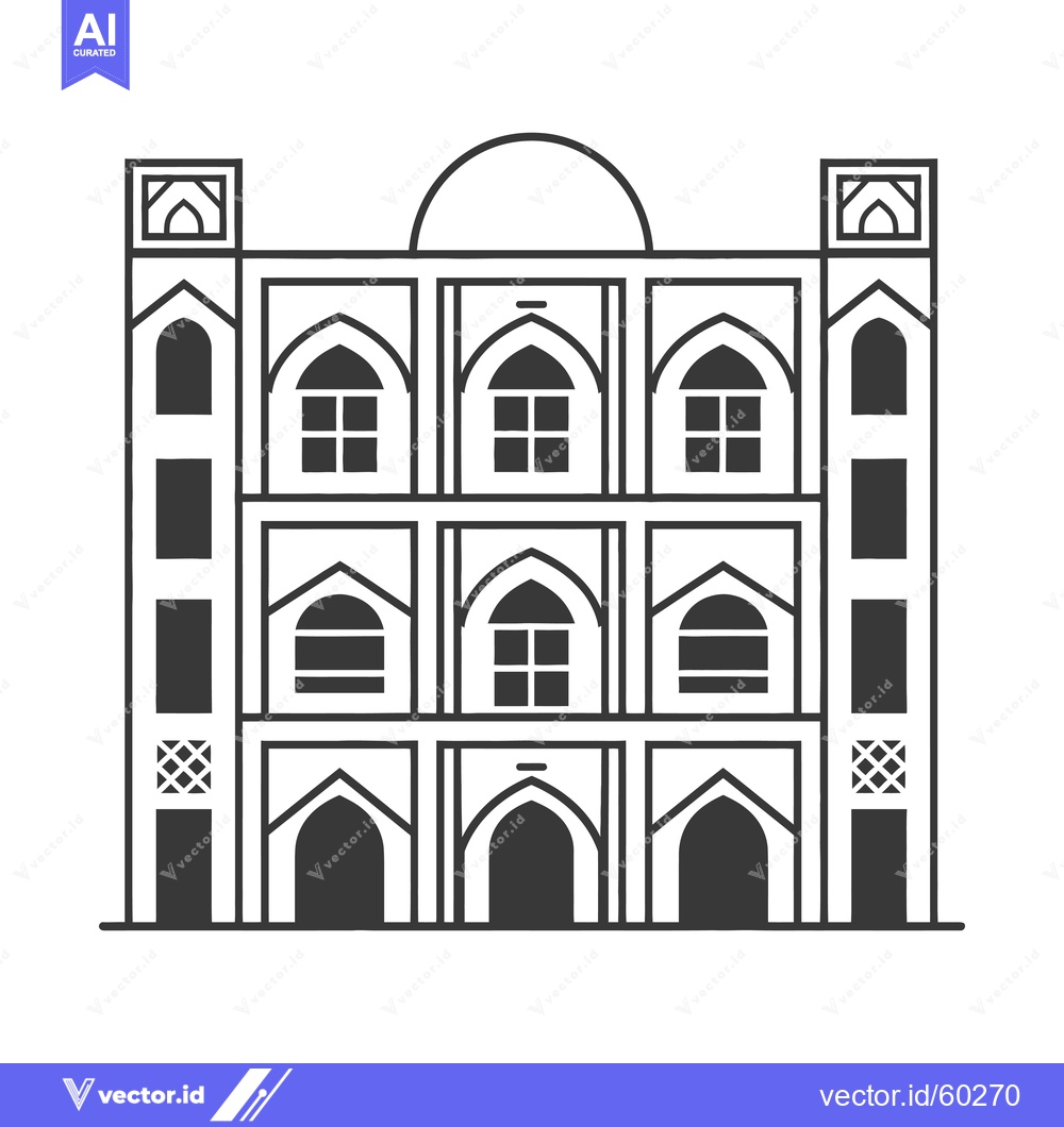 Premium Vector of Architectural illustration of a grand mosque building