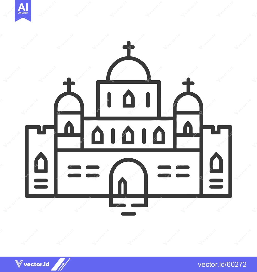 Premium Vector dari A Line Drawing Depicts A Large Church Building