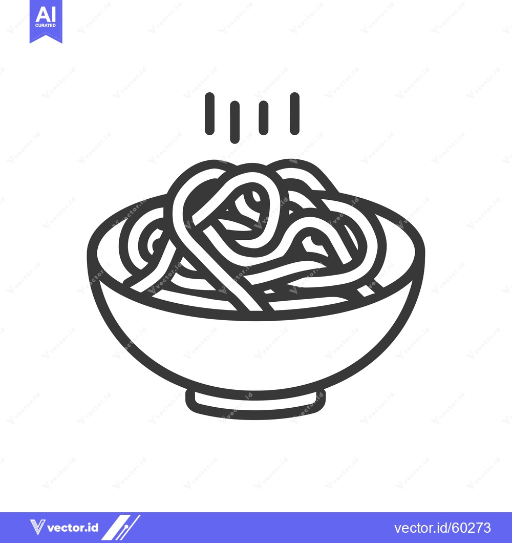 Premium Vector of A bowl of steaming noodles is shown