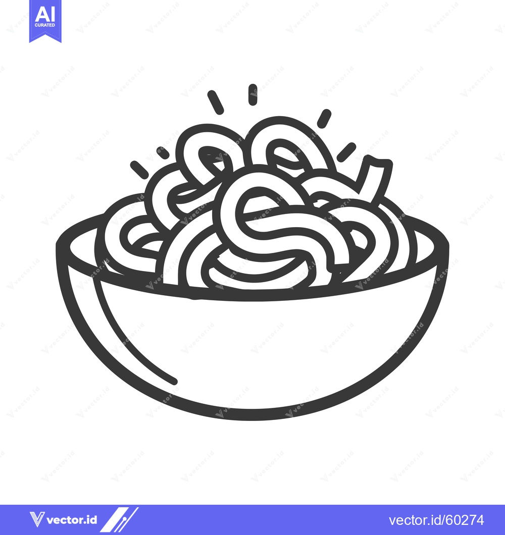 Premium Vector dari A Bowl of Noodles A Simple Line Drawing