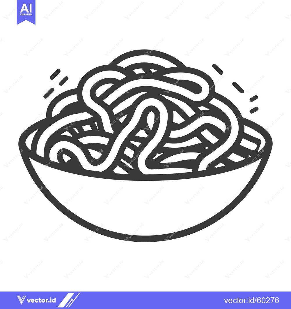 Premium Vector dari A Bowl of Noodles A Simple Line Drawing Illustration