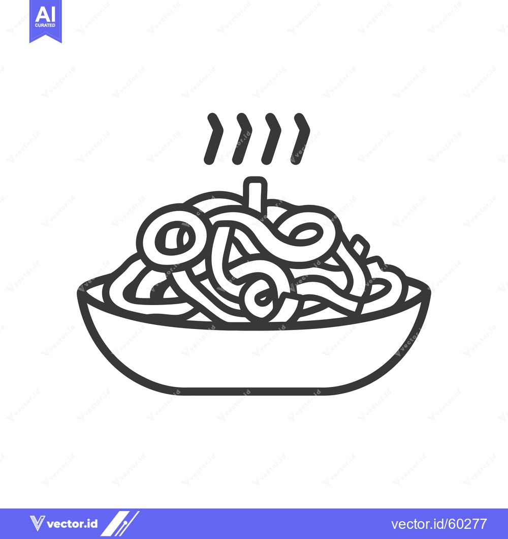 Premium Vector of A Bowl of Steaming Spaghetti Noodles and Onions