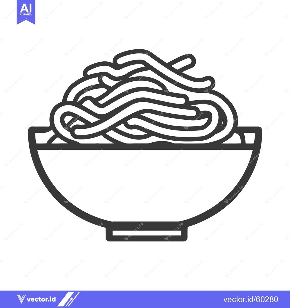 Premium Vector dari A bowl of noodles a simple line drawing