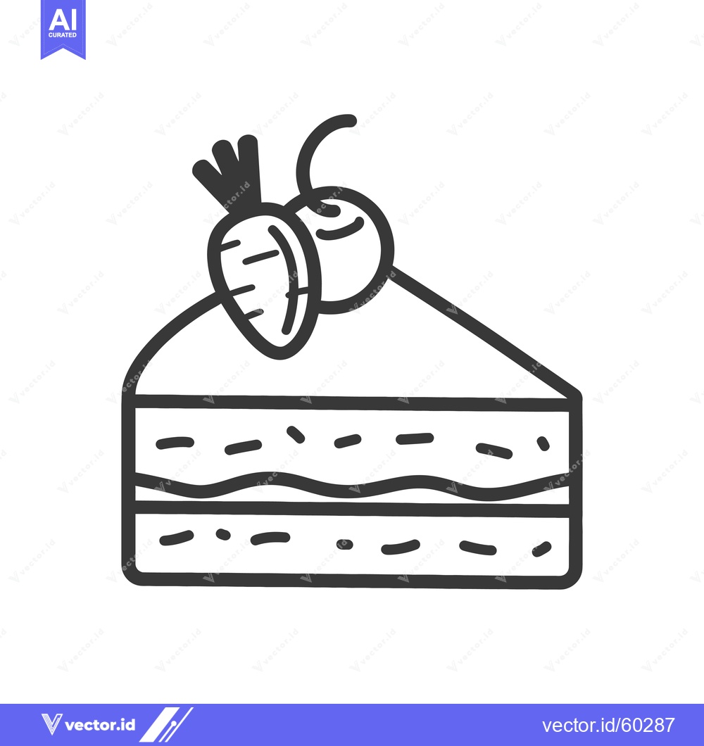 Premium Vector dari A Simple Line Drawing Of A Delicious Cake Slice