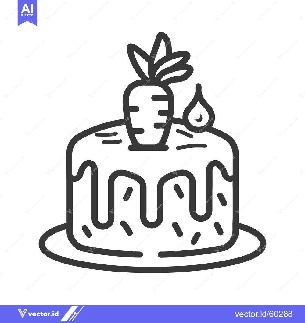 Premium Vector dari Carrot Cake Dessert Topped With Carrot And Icing