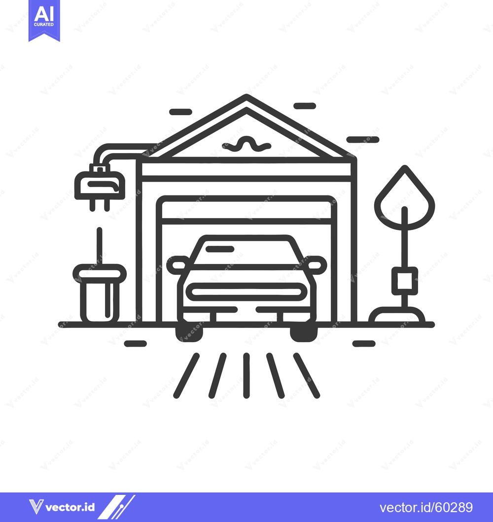 Premium Vector of Electric Car Charging in a Garage with a Tree