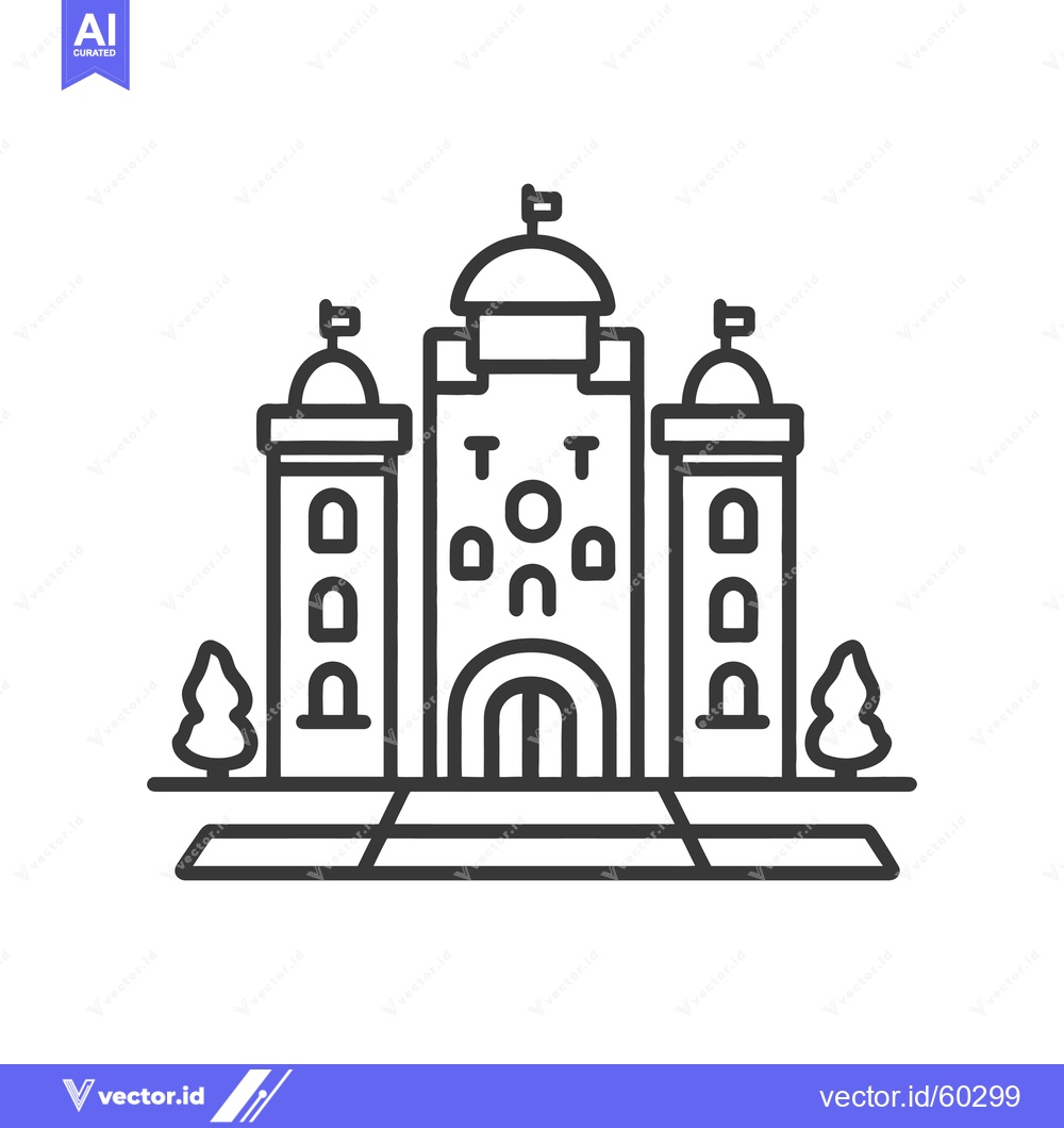 Premium Vector dari Line drawing of a majestic three towered building