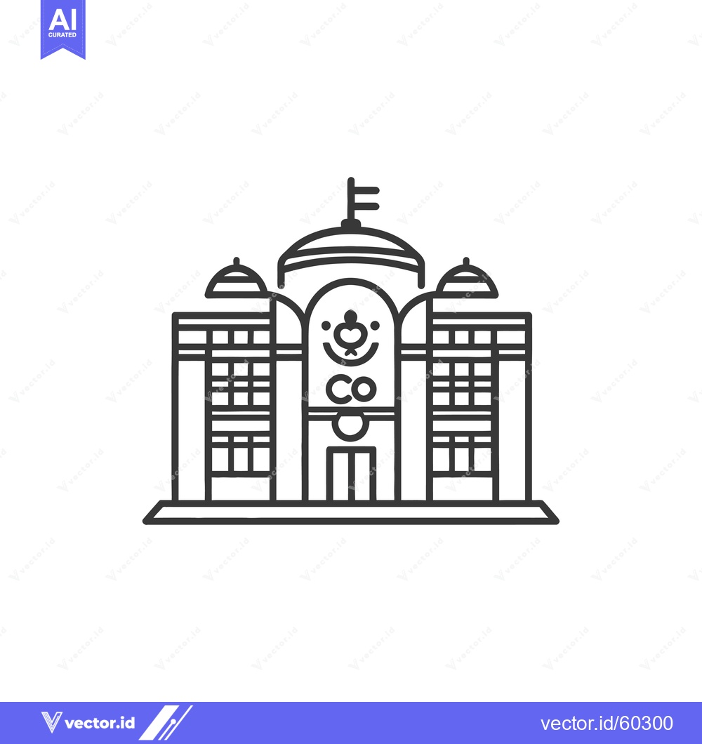 Premium Vector dari Elegant Line Drawing of a Grand Company Building