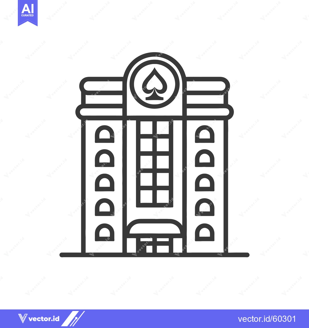 Premium Vector dari A stylized building illustration featuring a spade symbol