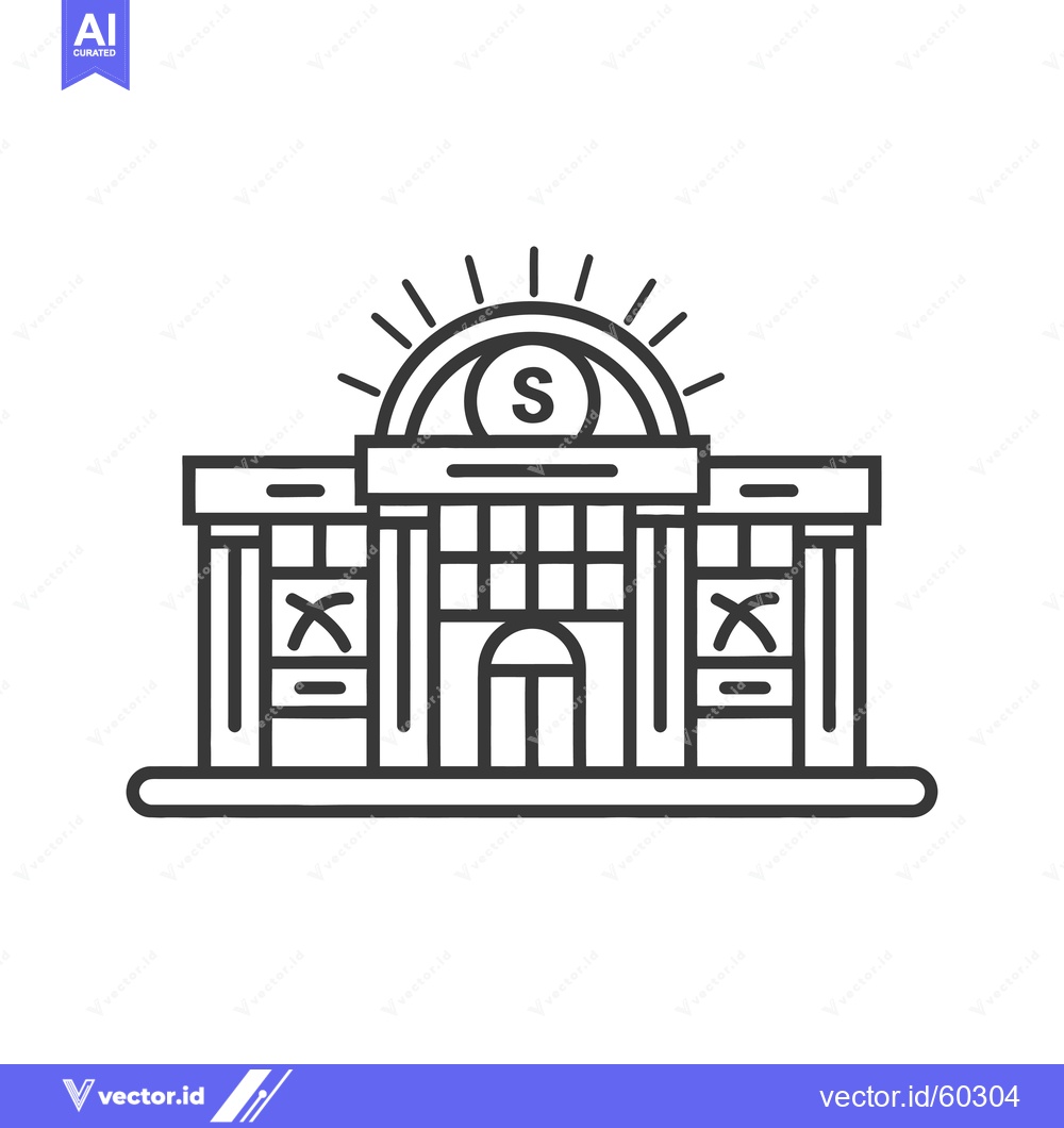 Premium Vector dari A Simple Line Drawing of a Bank Building