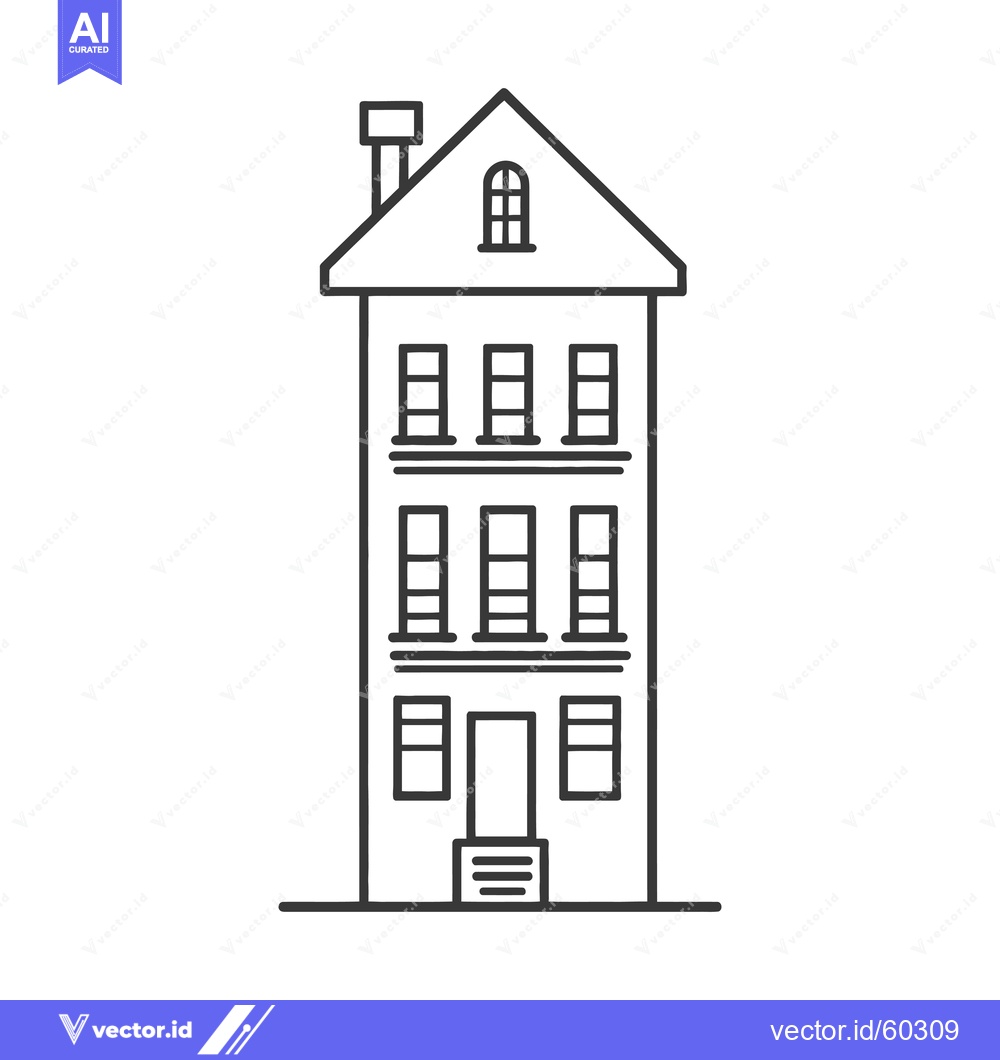 Premium Vector dari Simple Line Drawing Of A Three Story House