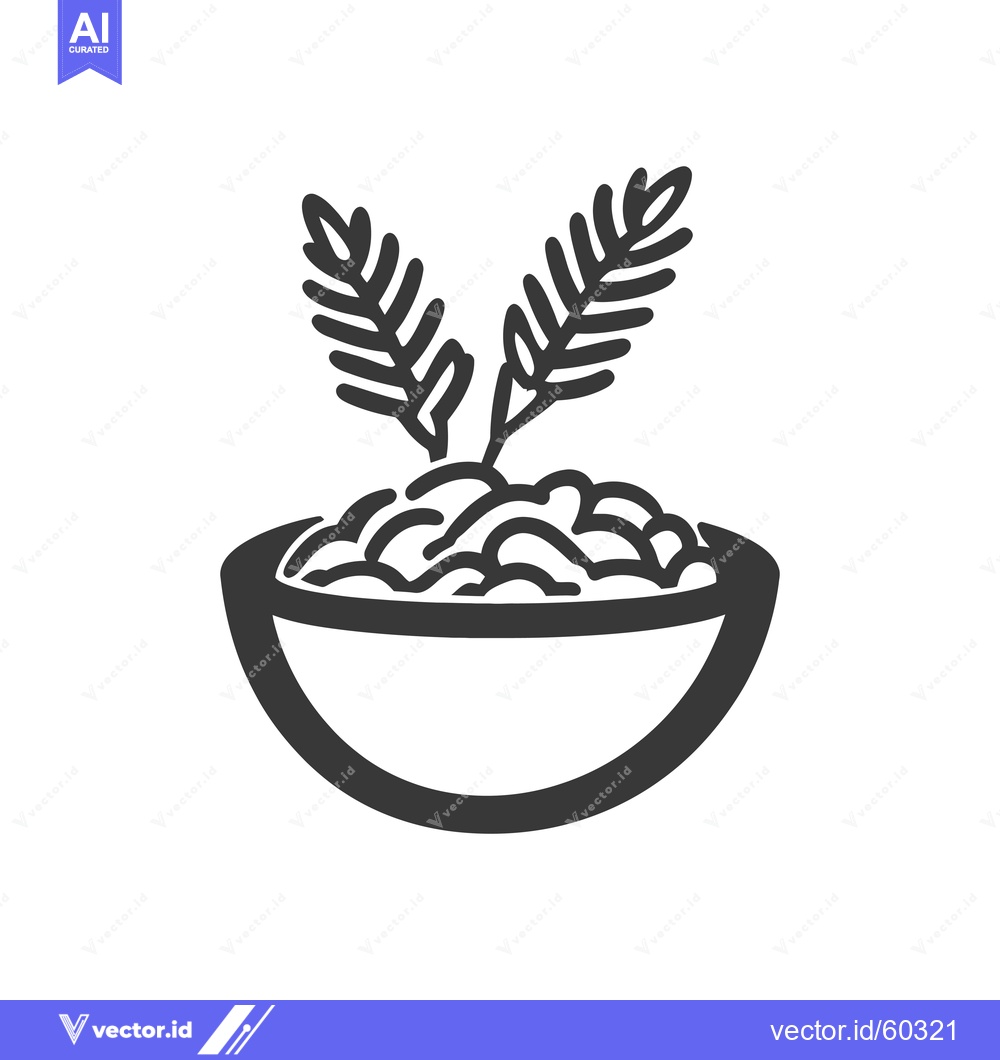 Premium Vector dari Bowl of Food with Two Sprigs of Herbs