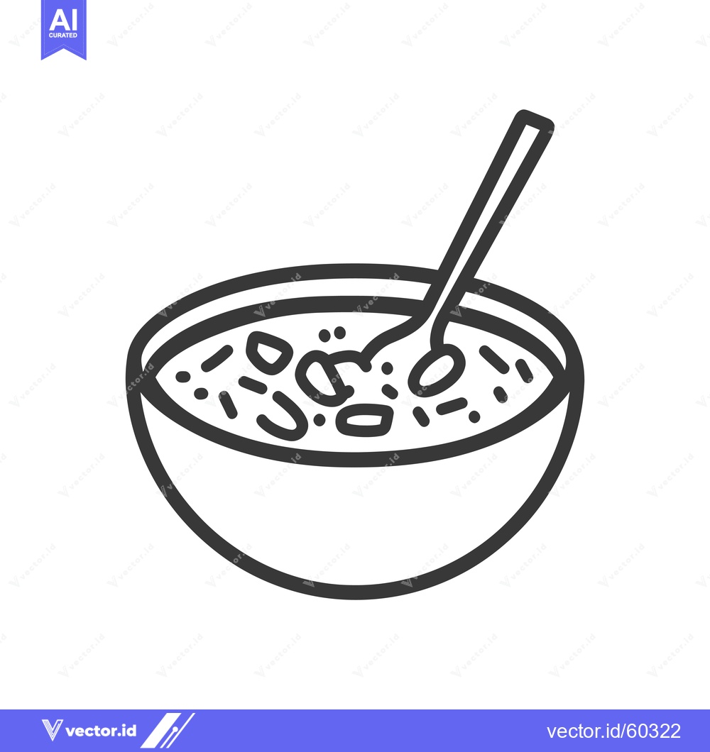 Premium Vector of A Bowl of Soup with a Spoon Inside