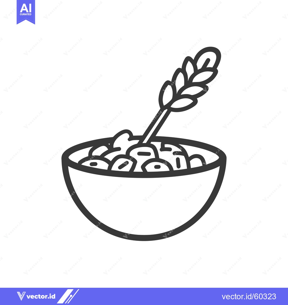 Premium Vector dari A bowl of cereal with a wheat stalk on top