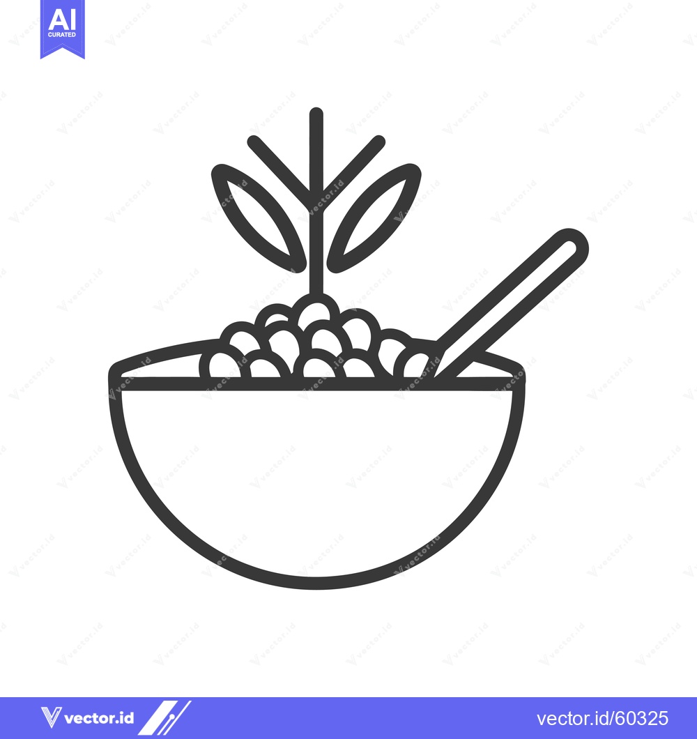 Premium Vector dari A bowl of cereal with a plant garnish and spoon