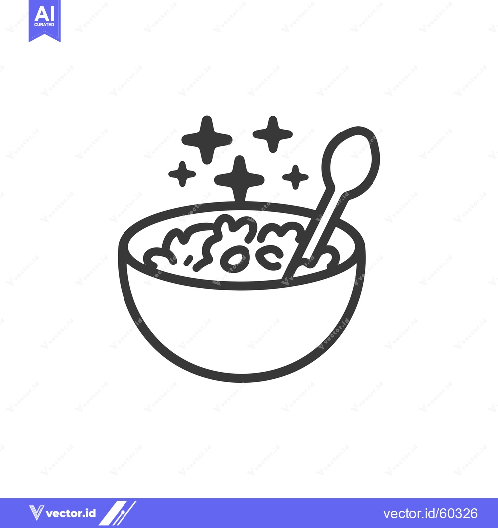Premium Vector of A bowl of delicious food with a spoon and sparkles