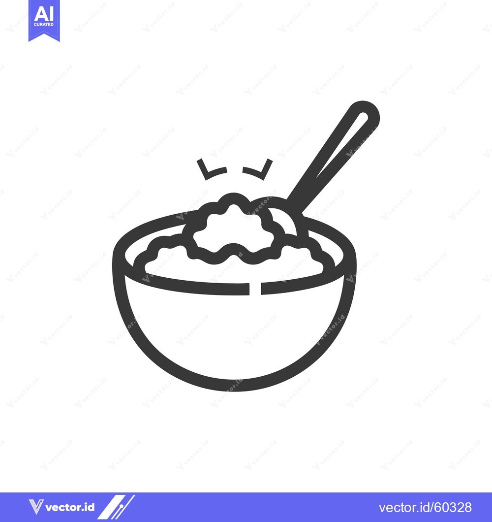 Premium Vector dari A bowl of oatmeal with a spoon on top