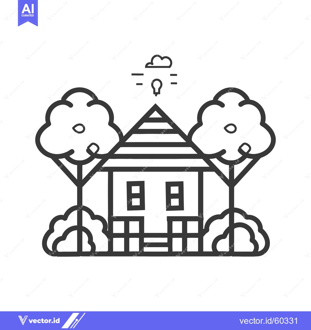 Premium Vector dari Simple House Design with Trees and Lightbulb