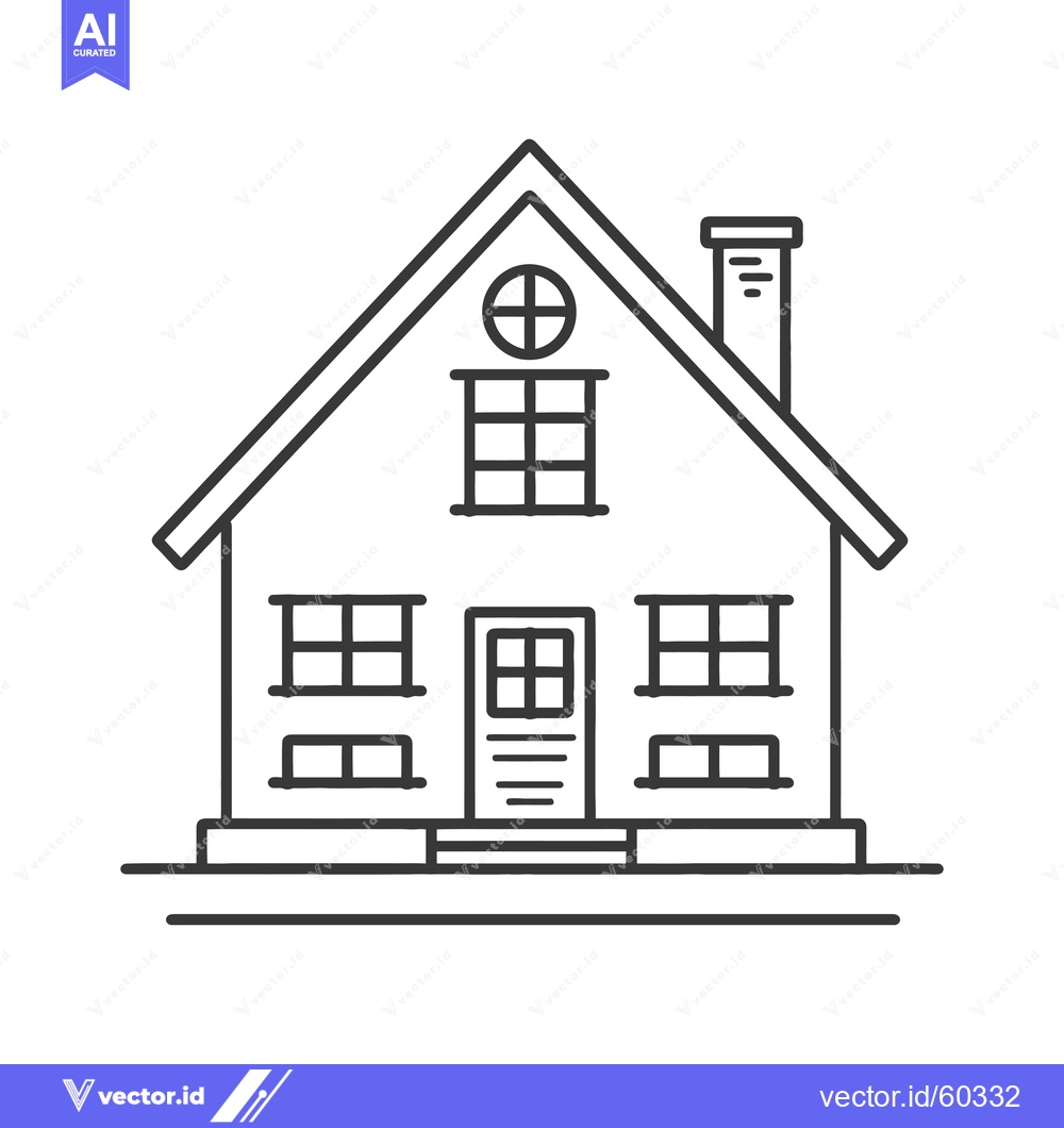 Premium Vector dari Simple Line Drawing Of A Suburban House