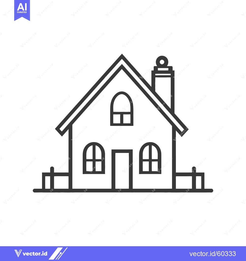 Premium Vector of Simple Line Drawing Of A Small House With A Chimney