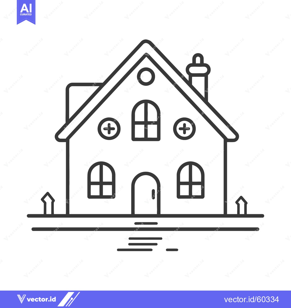 Premium Vector dari Simple Line Drawing Of A Cozy House