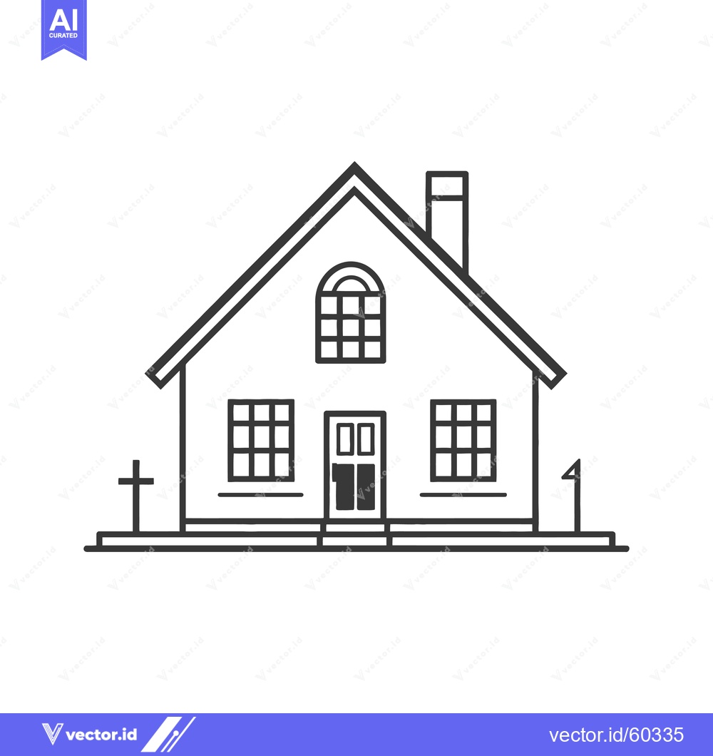 Premium Vector dari Simple Line Drawing Of A Suburban House