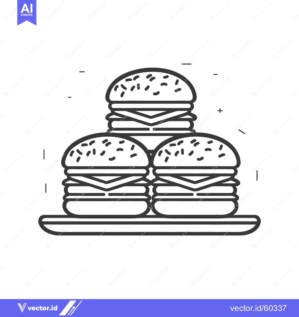 Premium Vector dari Three Delicious Cheeseburgers Served on a Plate