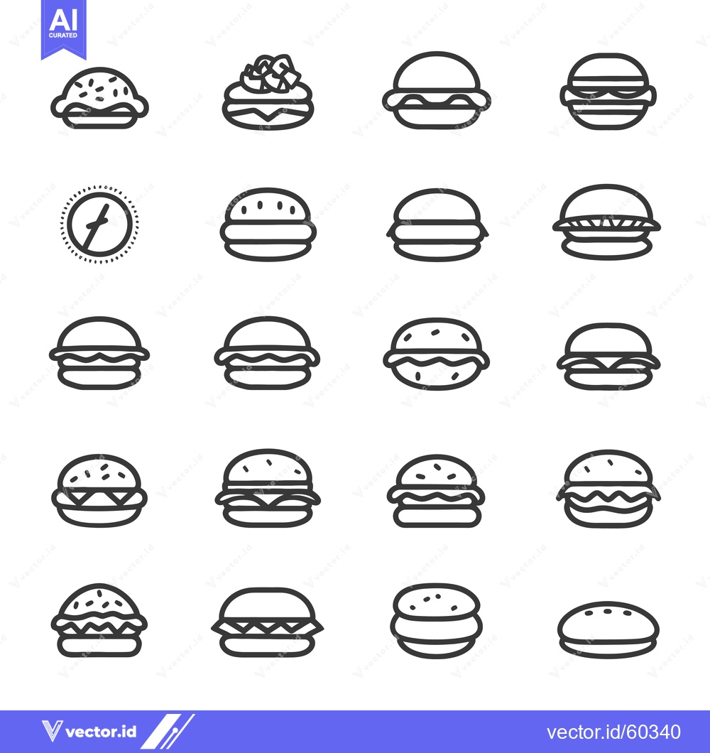 Premium Vector dari Collection of various burger icons showing different styles