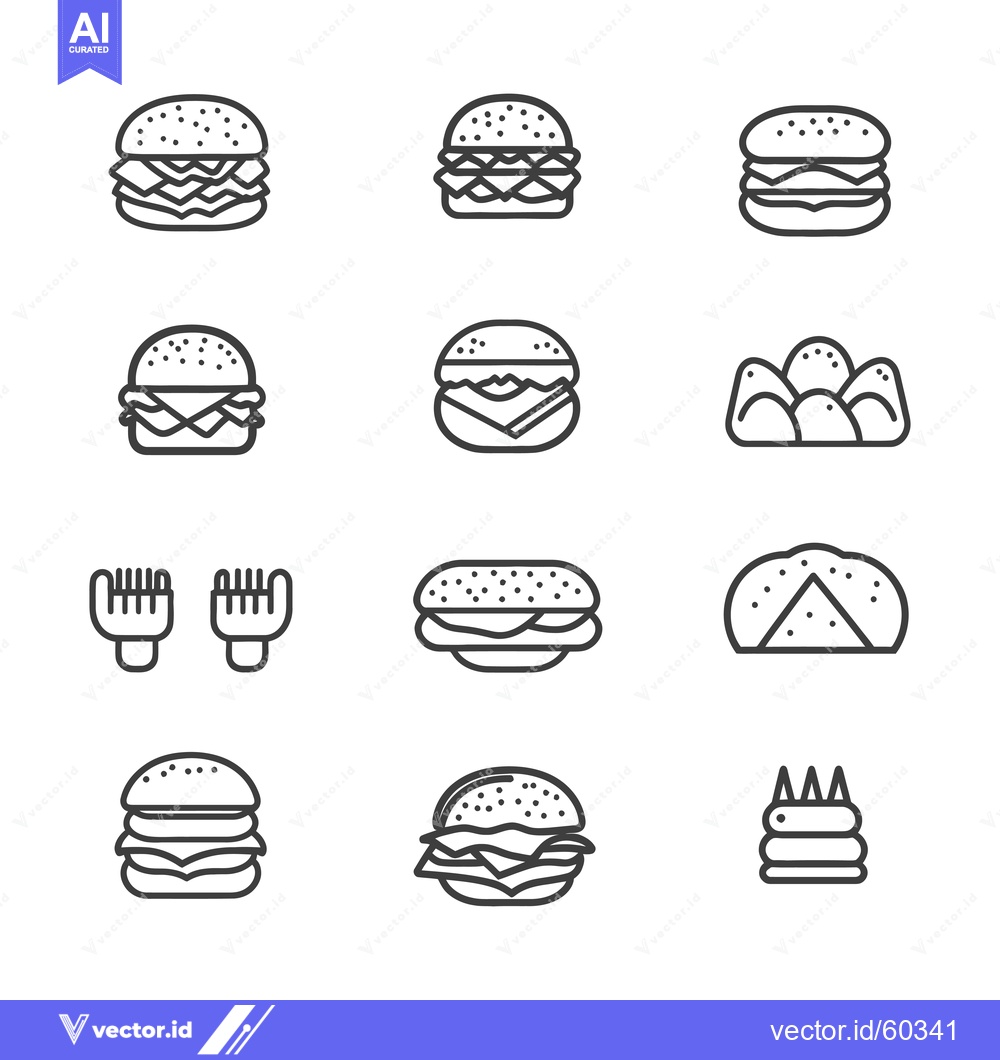 Premium Vector dari Collection of Simple Burger and Bread Icons