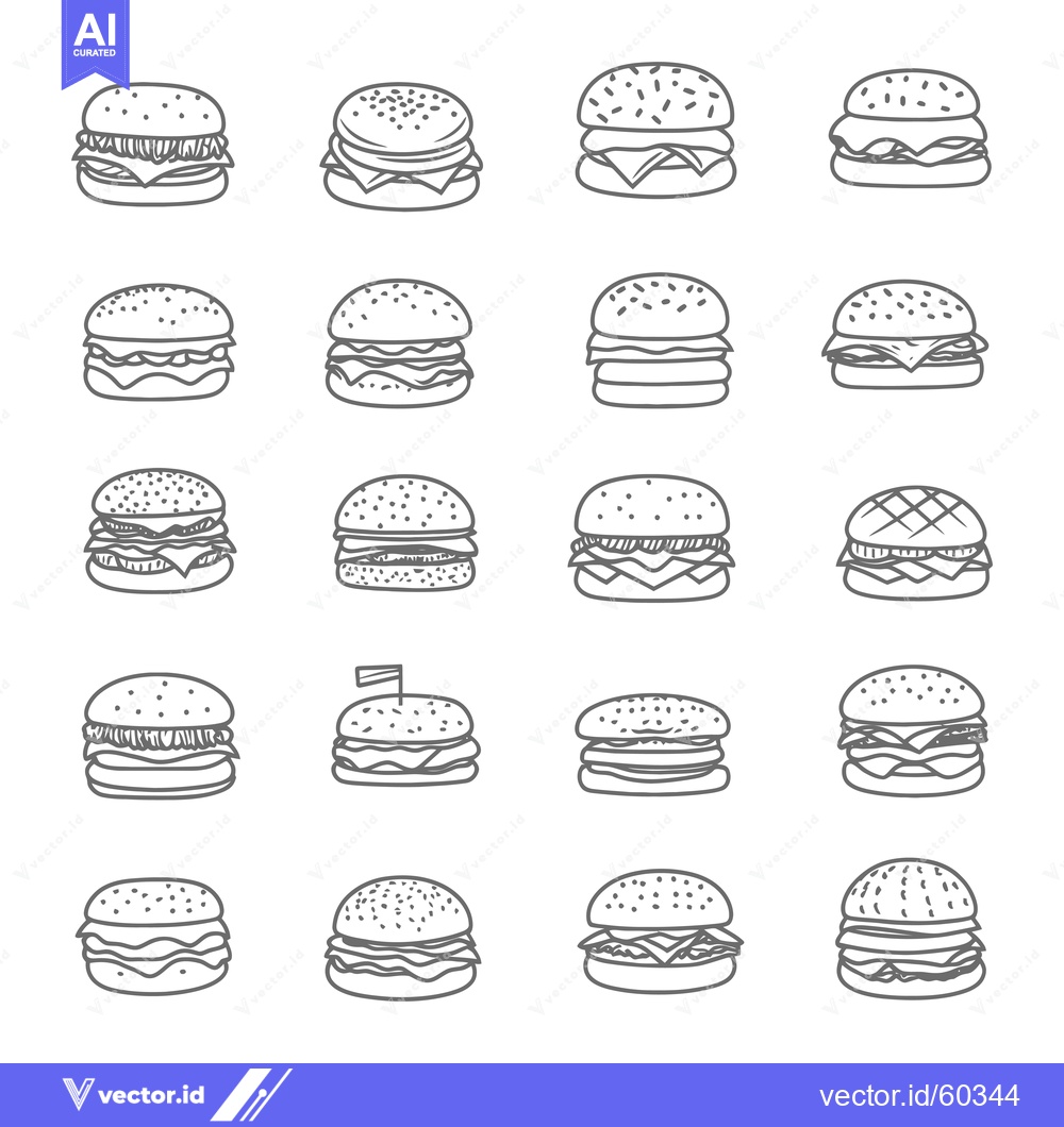 Premium Vector of A Collection Of Delicious Hand Drawn Burger Designs