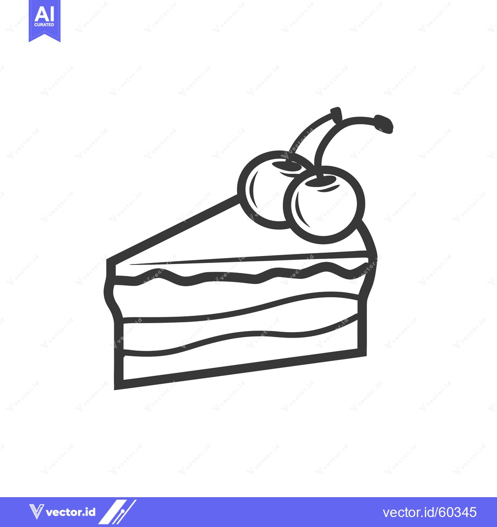 Premium Vector dari A slice of layered cake topped with two cherries