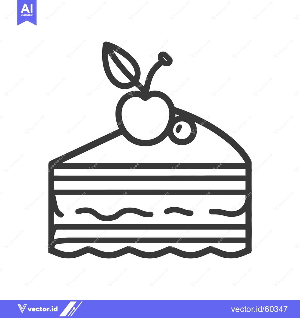 Premium Vector dari Layered Cake Slice Topped With Cherry And Leaf