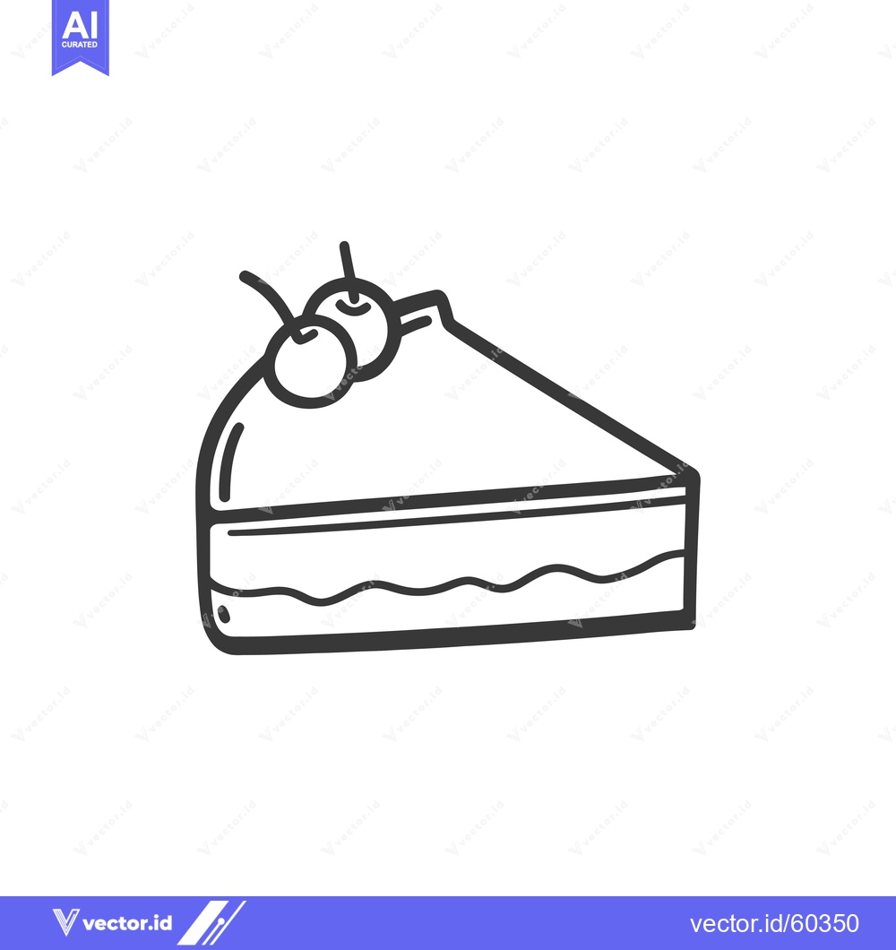 Premium Vector dari Delicious Cake Slice With Cherries On Top