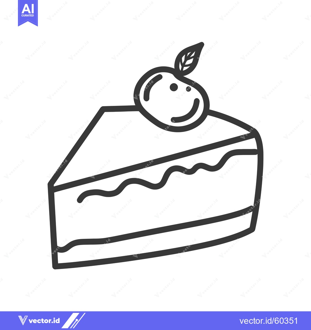 Premium Vector dari A Simple Line Drawing Of A Cake Slice
