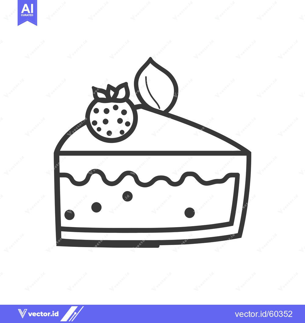 Premium Vector dari A Slice Of Strawberry Cake With Creamy Topping
