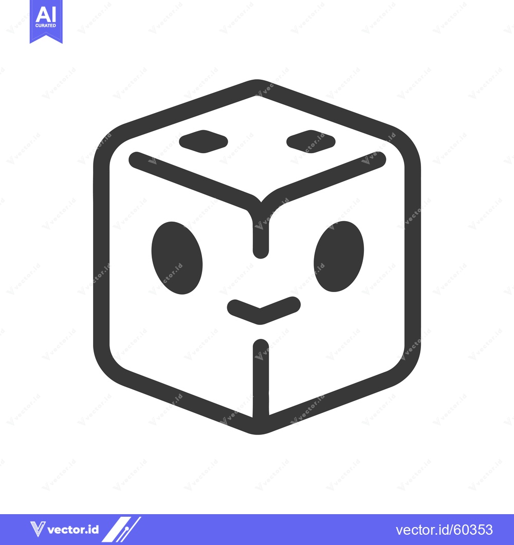 Premium Vector of An illustrated cube shaped like a friendly face