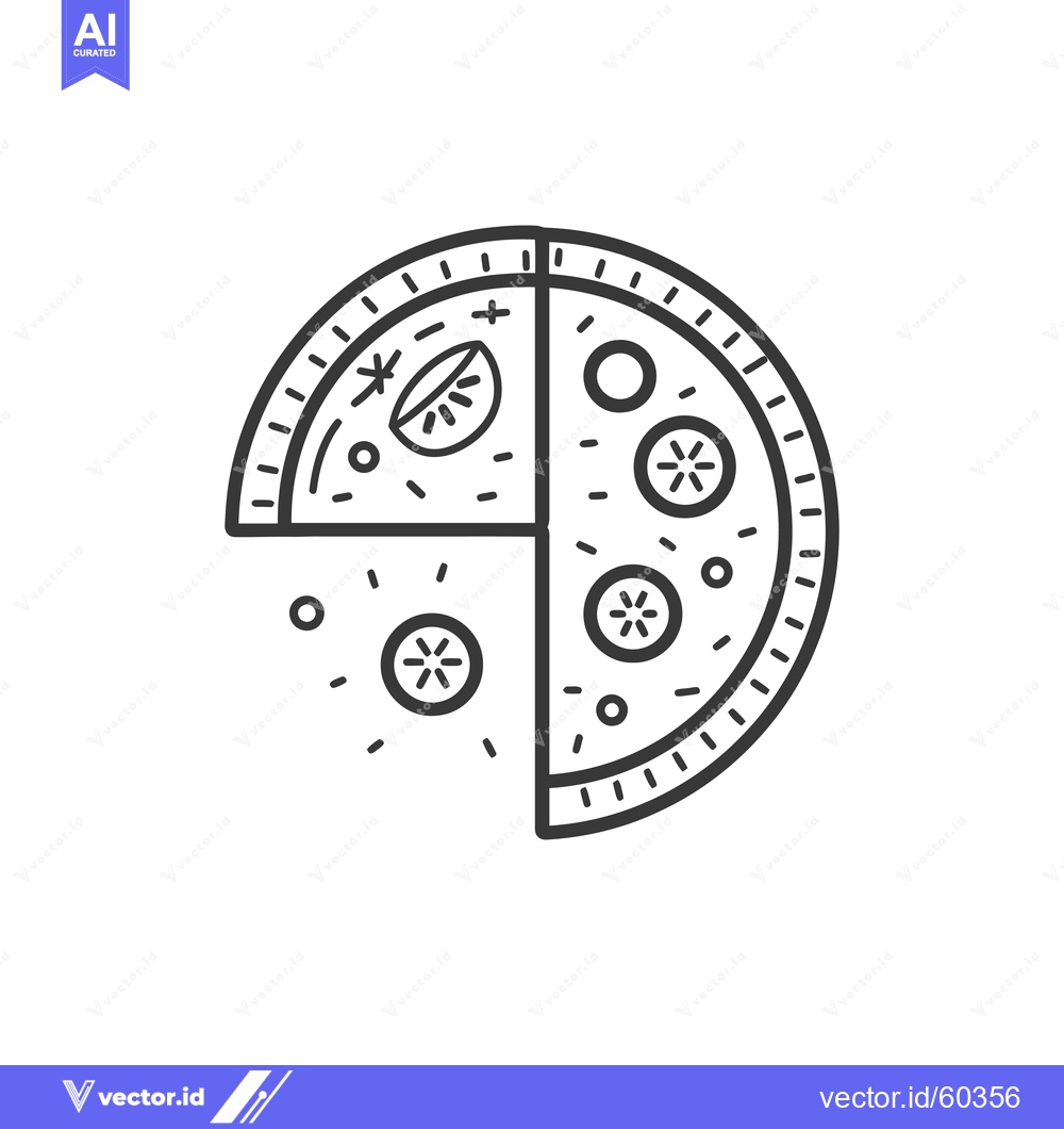 Premium Vector dari A quartered pizza illustration showing various toppings