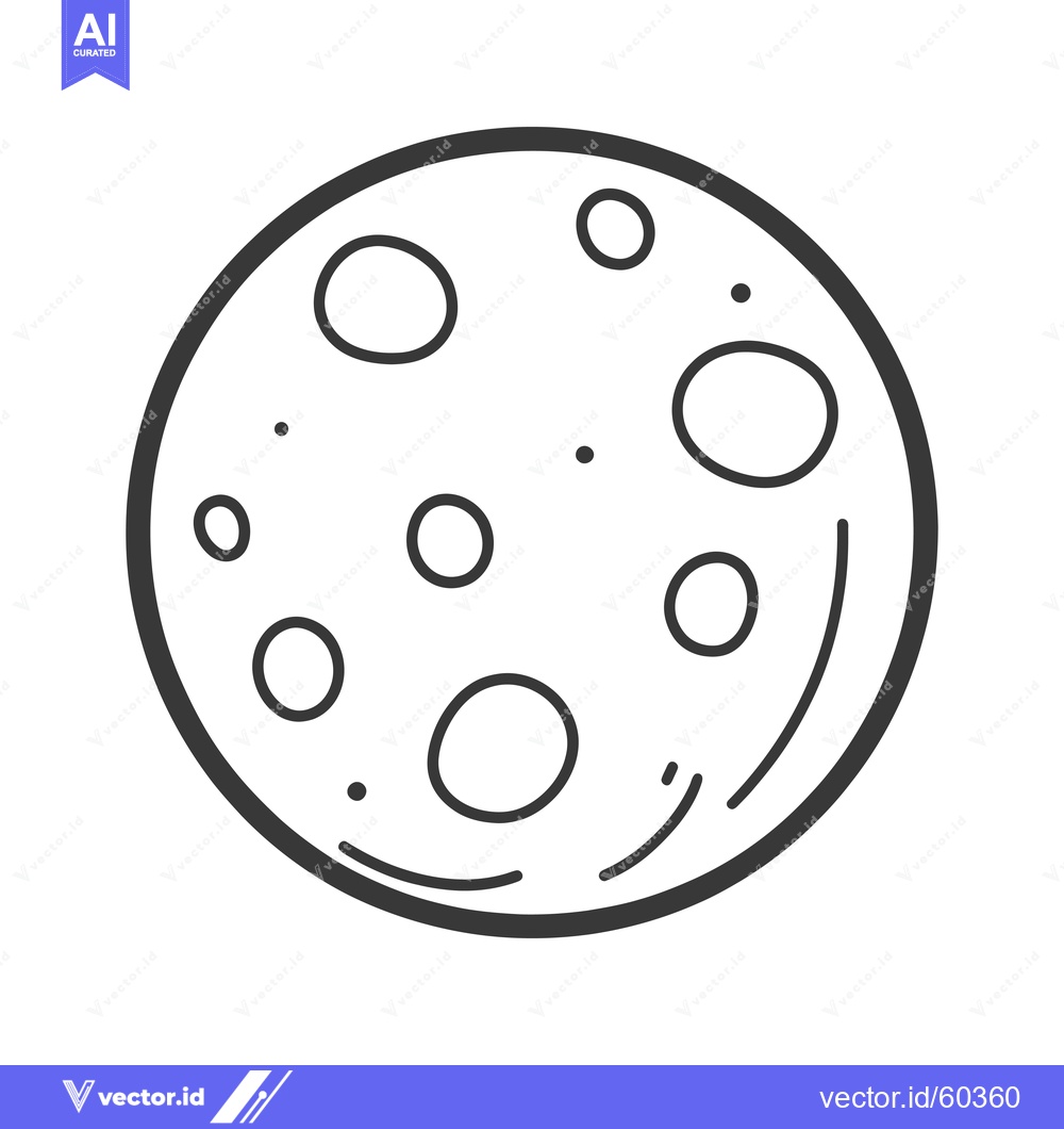 Premium Vector dari A Simple Line Drawing Of A Cratered Moon