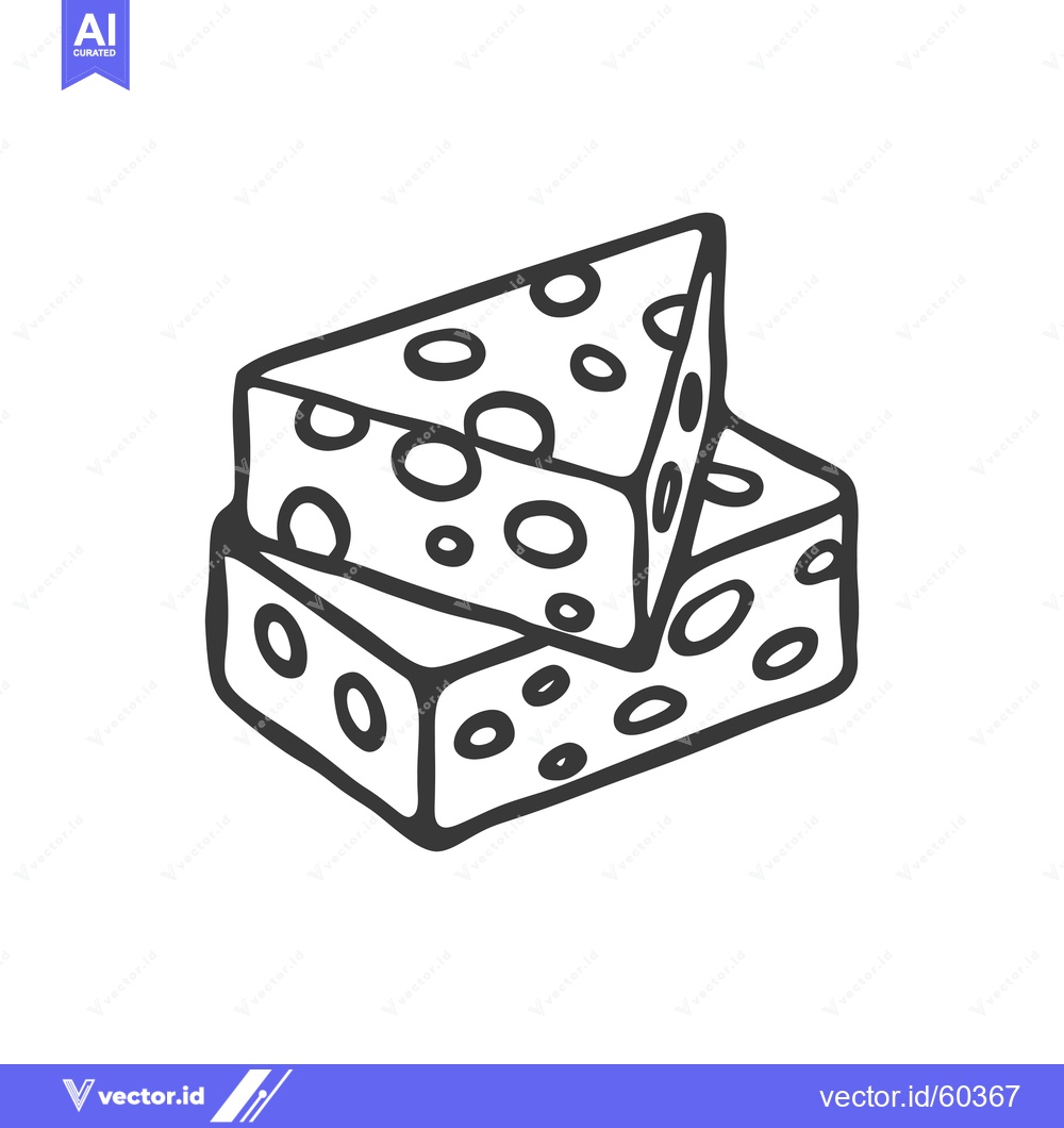 Premium Vector dari A hand drawn illustration of cheese pieces